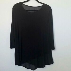 Ava James Basic Witchy Black Mixed Media Top Large